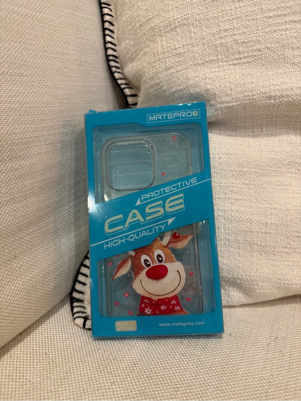 Clear Protective iPhone 14 Pro Case with Reindeer Design